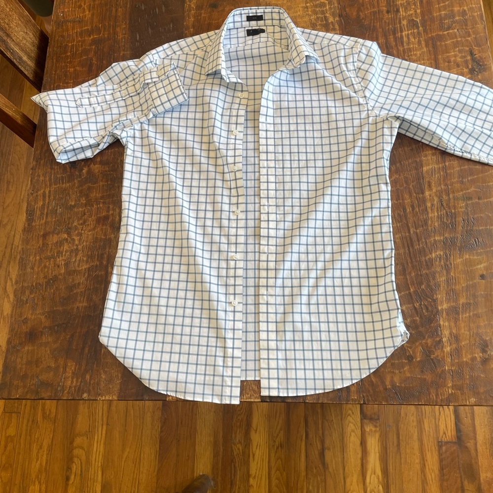 JCREW SLIM Blue White Window Pane Dress Shirt. L